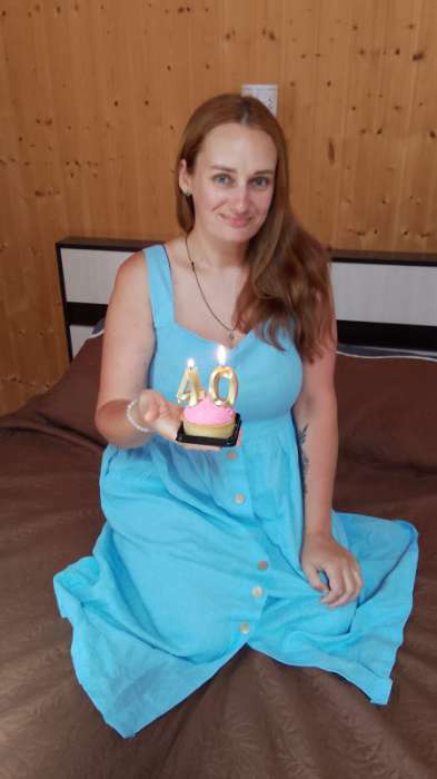 Фотография покупателя товара Свеча в торт юбилейная «Грань» (набор 2 в 1), цифра 40, золотой металлик, 6.5 см - Фото 1