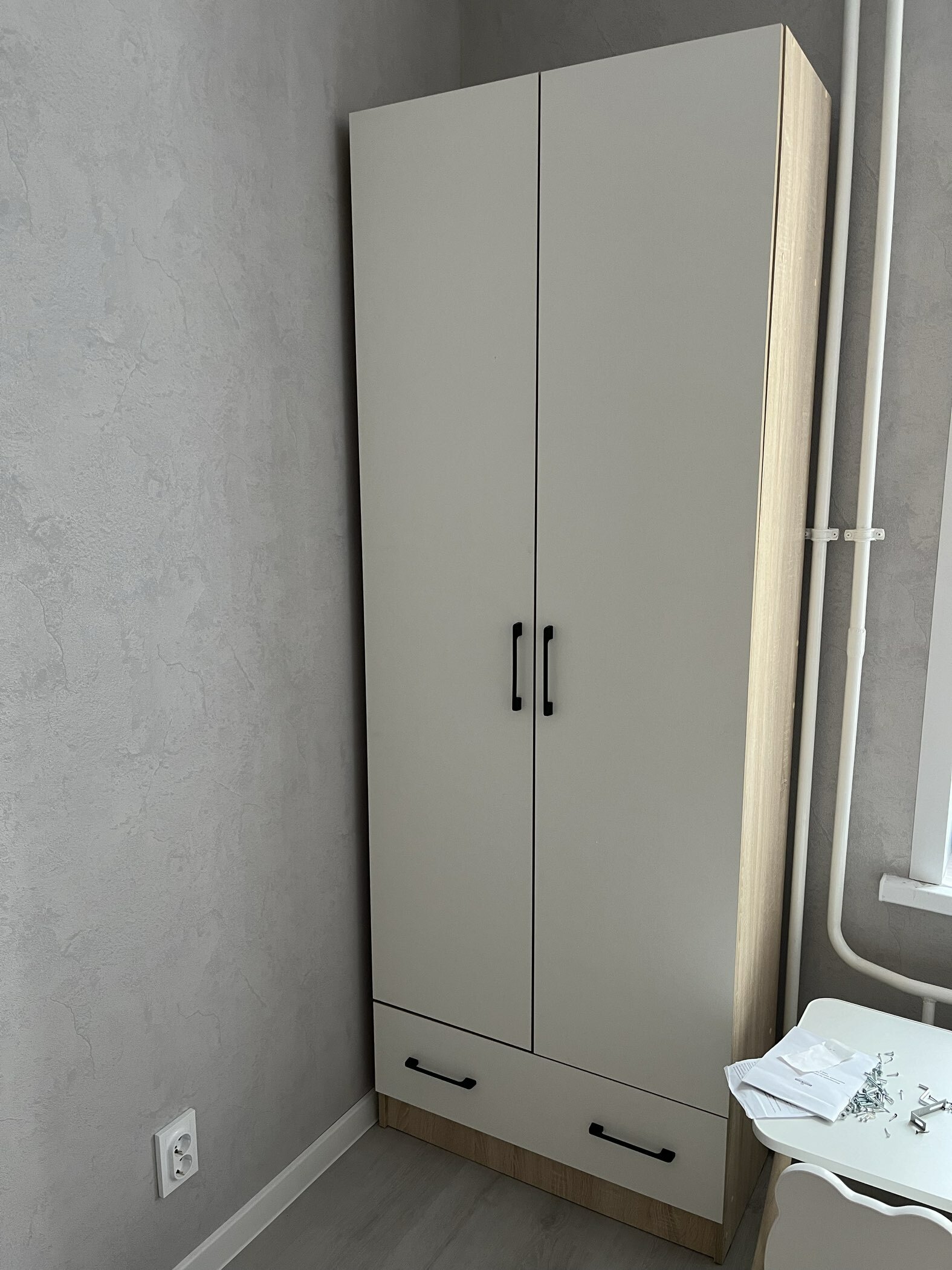 Фотография покупателя товара Шкаф двухстворчатый «Денвер», 800×380×2150 мм, Дуб сонома/Белый - Фото 5