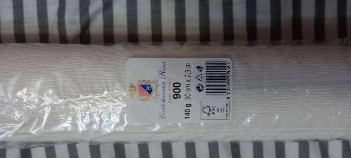 Фотография покупателя товара Бумага для упаковки и поделок, гофрированная, белоснежная, однотонная, двусторонняя, рулон 1шт., 0,5 х 2,5 м - Фото 1