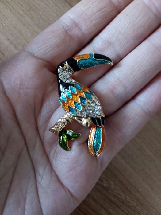 Фотография покупателя товара Брошь «Тукан» тропический, цветная в золоте - Фото 1