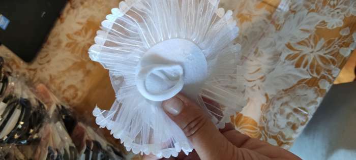 Фотография покупателя товара Резинка для волос бант «Школьница», нежность горошек, d=11 см, белая - Фото 4