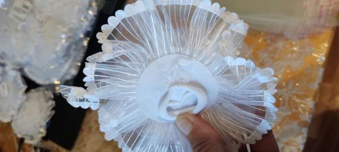 Фотография покупателя товара Резинка для волос бант «Школьница», нежность горошек, d=11 см, белая - Фото 3