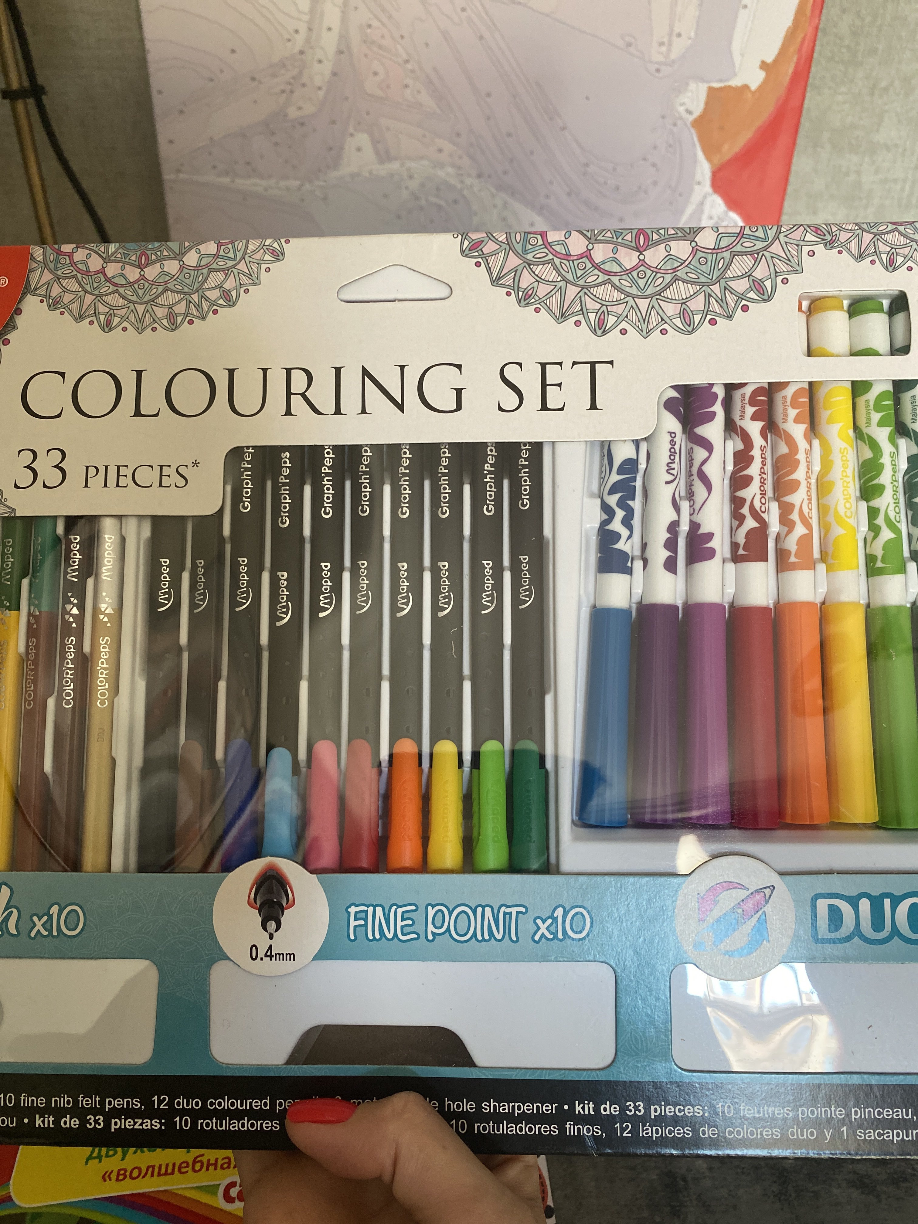 Фотография покупателя товара Набор для рисования Maped Color Peps 33 предмета: фломастеры, ручка капилярная, карандаши цветные двусторонние, точилка