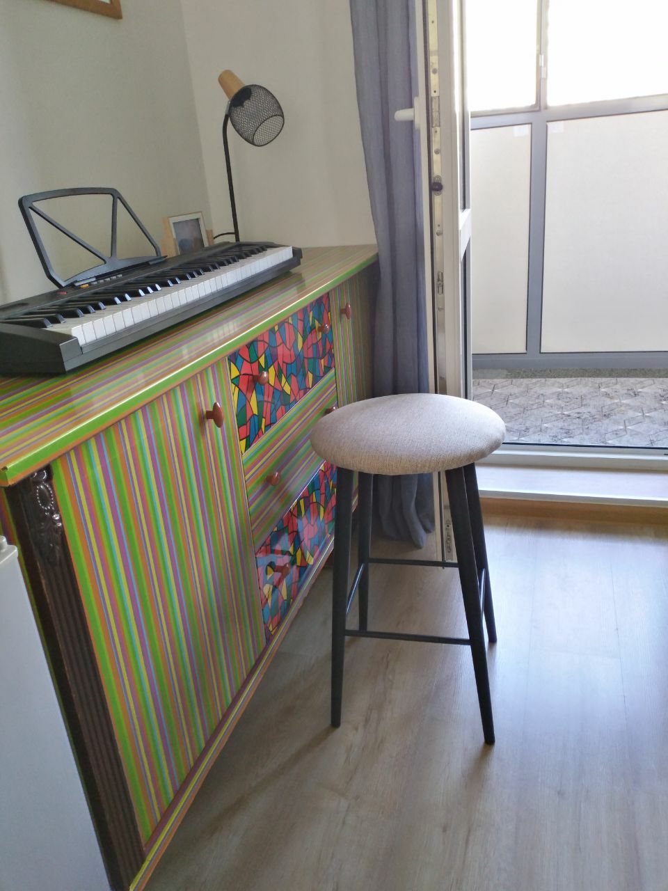 Фотография покупателя товара Стул барный Гангток олива, металл/рогожка, черный/бежевый 38x38x62 см - Фото 1