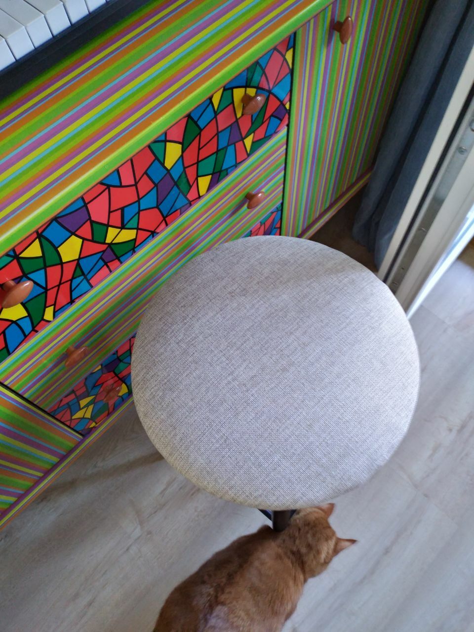 Фотография покупателя товара Стул барный Гангток олива, металл/рогожка, черный/бежевый 38x38x62 см - Фото 2