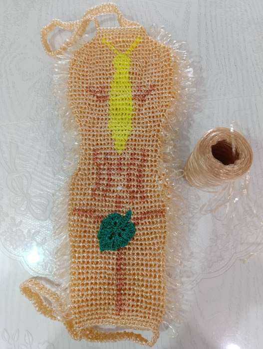 Фотография покупателя товара Пряжа "Для вязания мочалок" 100% полипропилен 400м/100±10 гр в форме цилиндра (желтый) - Фото 9