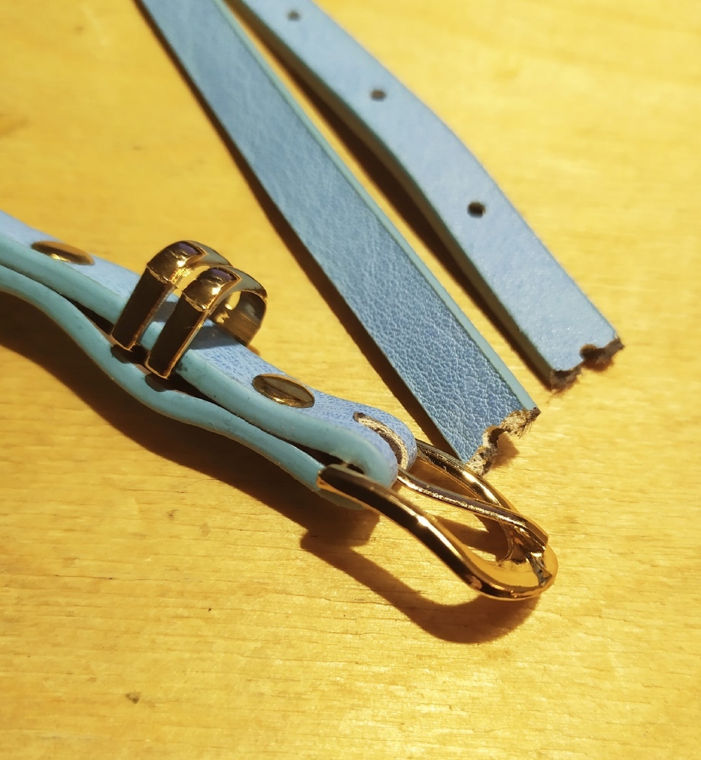 Фотография покупателя товара Ремень, пряжка и хомут золото, ширина - 0,8 см, цвет голубой - Фото 3