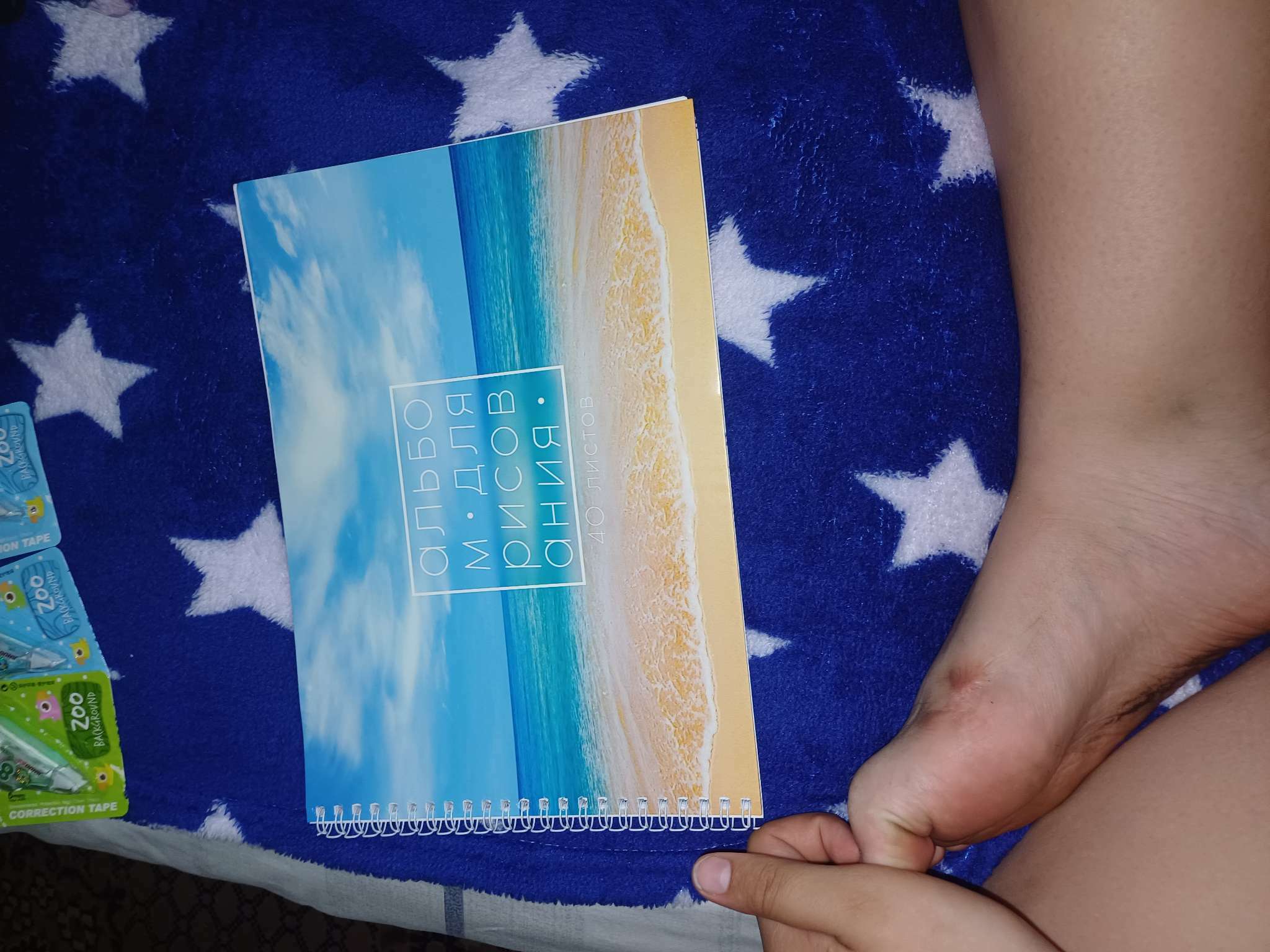 Фотография покупателя товара Альбом для рисования 40 листов А4 на пружине «1 сентября: Море» обложка 200 г/м2, бумага 100 г/м2.