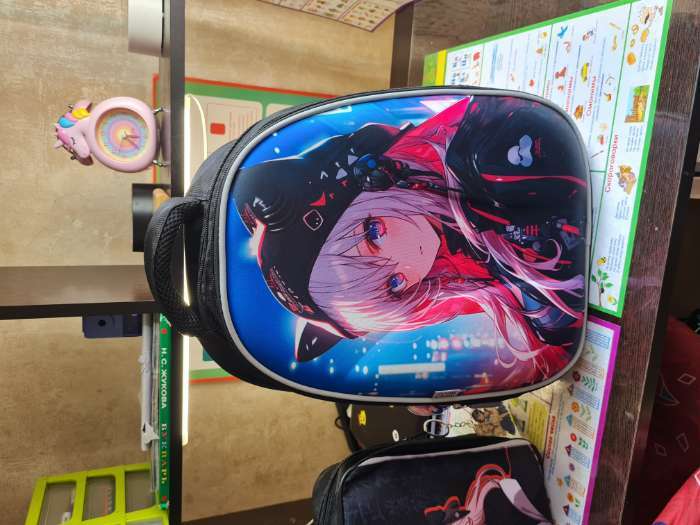 Фотография покупателя товара Рюкзак школьный, каркасный, 39×30×14 см «Девочка аниме» - Фото 2