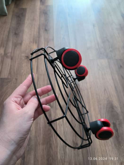 Фотография покупателя товара Подставка для цветов на колёсиках Доляна, 34×34×10 см, цвет чёрный - Фото 3