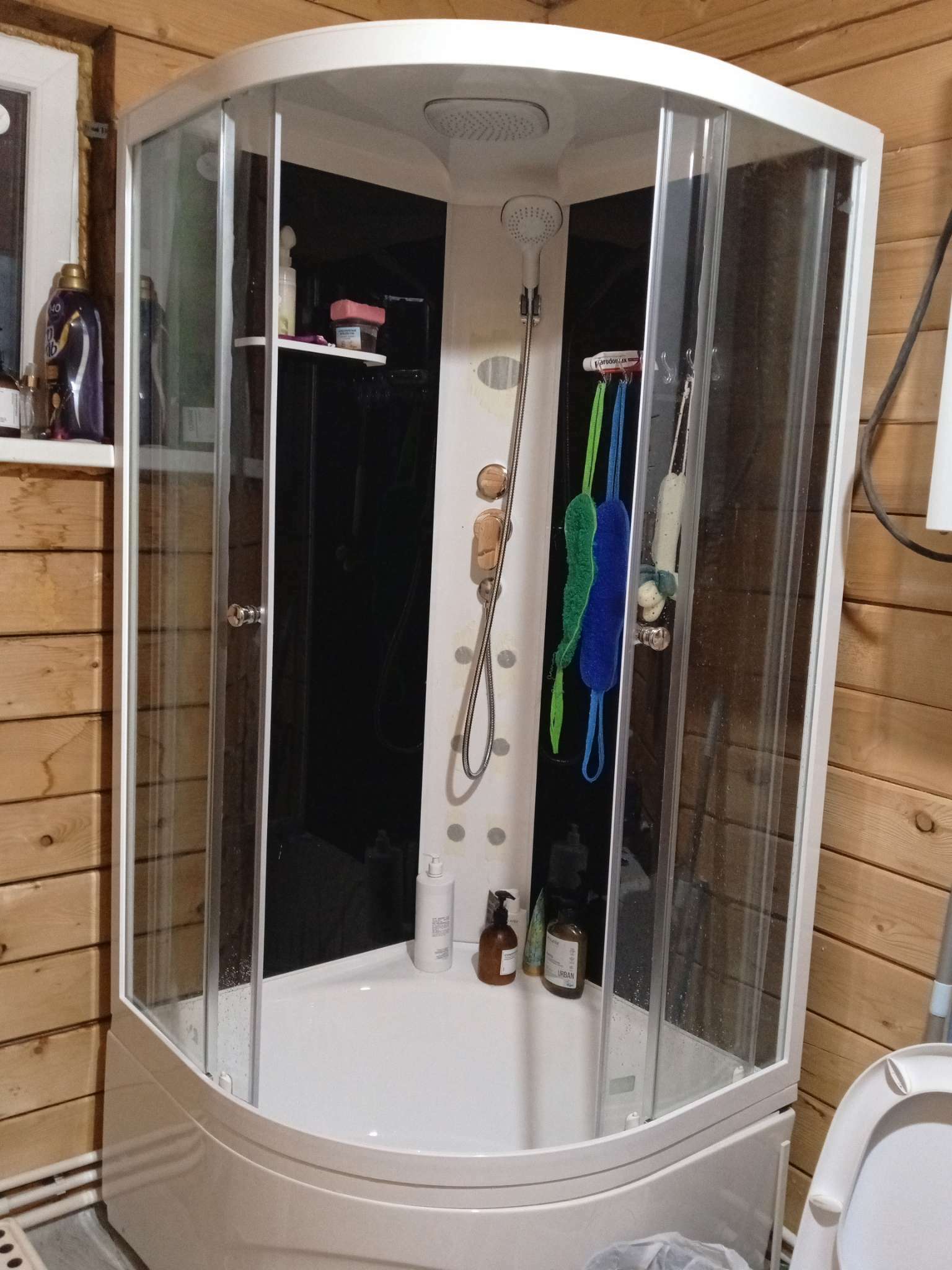 Фотография покупателя товара Душ.кабина Domani-Spa Delight Slim 99 high, черные стенки, 90×90×218 см, прозрачная - Фото 2