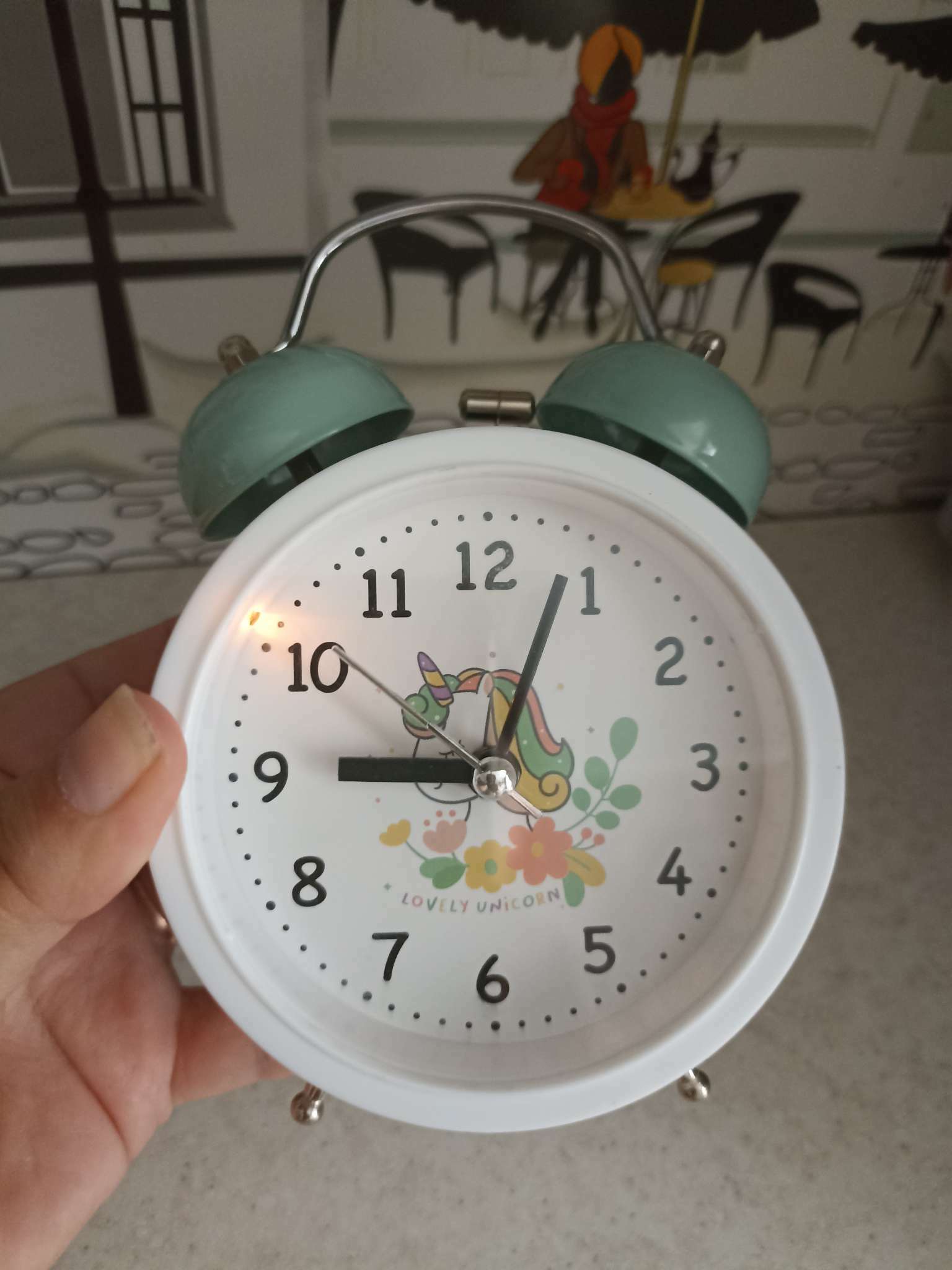 Фотография покупателя товара Часы - будильник детские «Единорог», дискретный ход, 9.5×14×5 см, белый - Фото 2