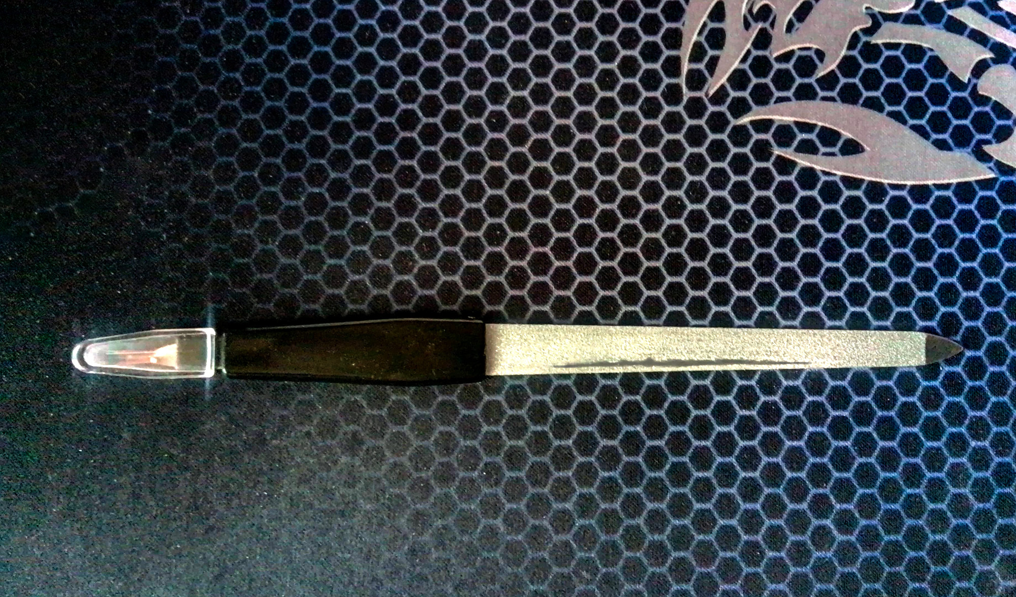 Фотография покупателя товара Пилка-триммер металлическая для ногтей, 19 см, с защитным колпачком, цвет чёрный