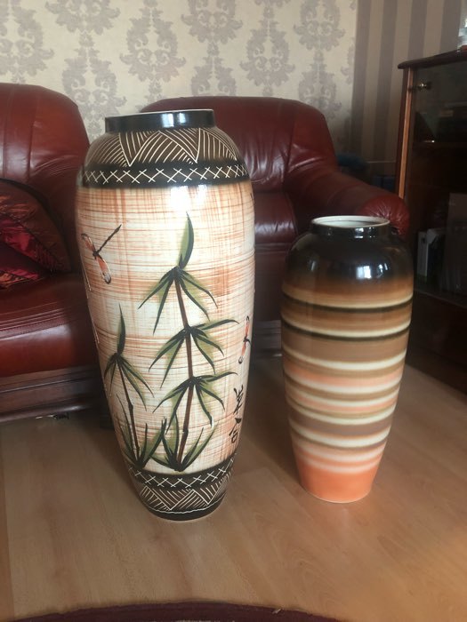 Фотография покупателя товара Ваза керамическая "Руслана", напольная, бамбук, цвет коричневый, 82 см, авторская работа - Фото 2