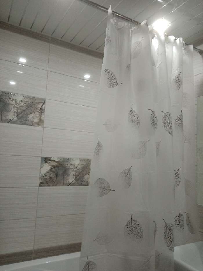 Фотография покупателя товара Штора для ванны Доляна «Чёрно-белые листья», 180×180 см, EVA