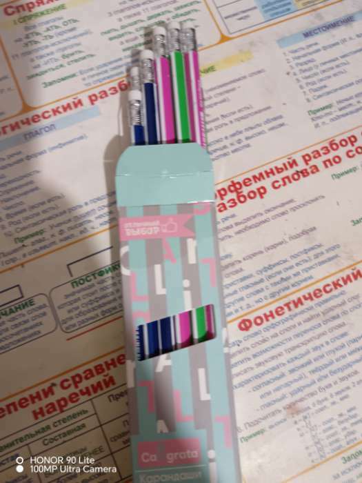 Фотография покупателя товара Карандаш чернографитный, Calligrata, HB, заточенный, трёхгранный с полоской, с резинкой, пластик, МИКС - Фото 1