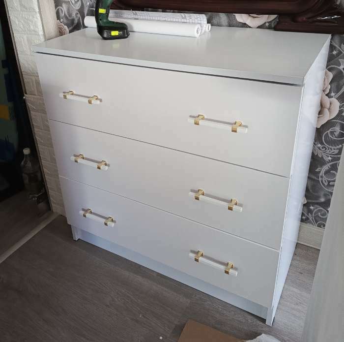 Фотография покупателя товара Ручка-скоба CAPPIO PK117, м/о 96 мм, цвет белый/золото - Фото 3