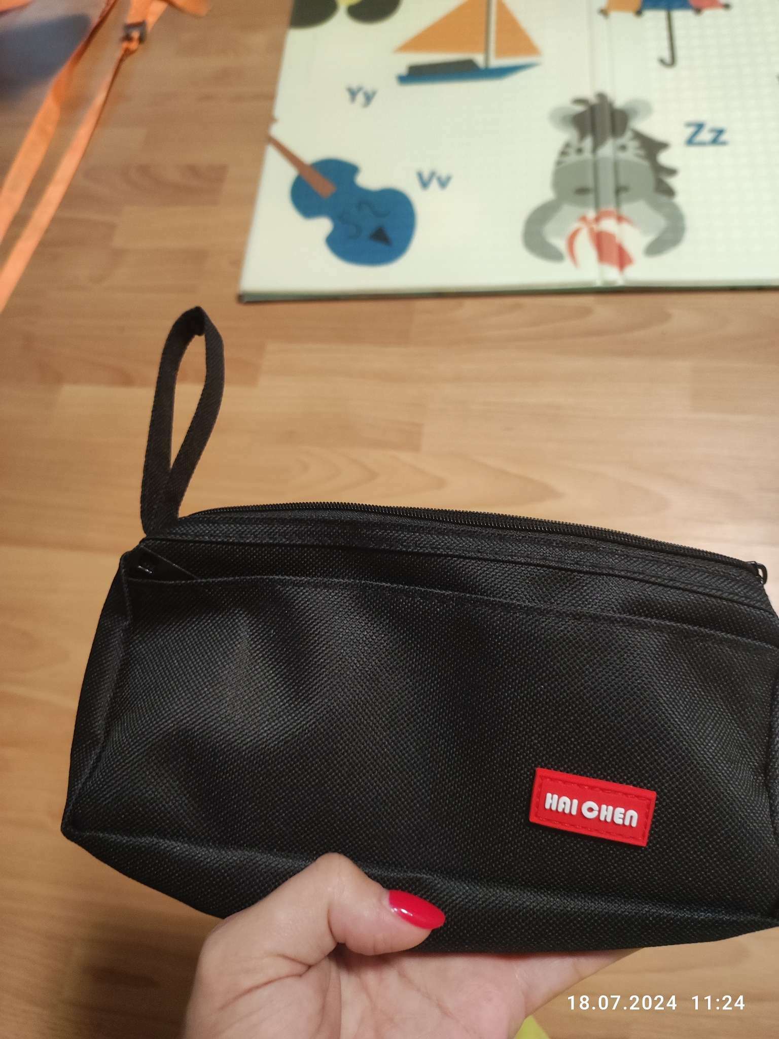 Фотография покупателя товара Пенал школьный на молнии Calligrata «Классика», 2 отделения, чёрный - Фото 3