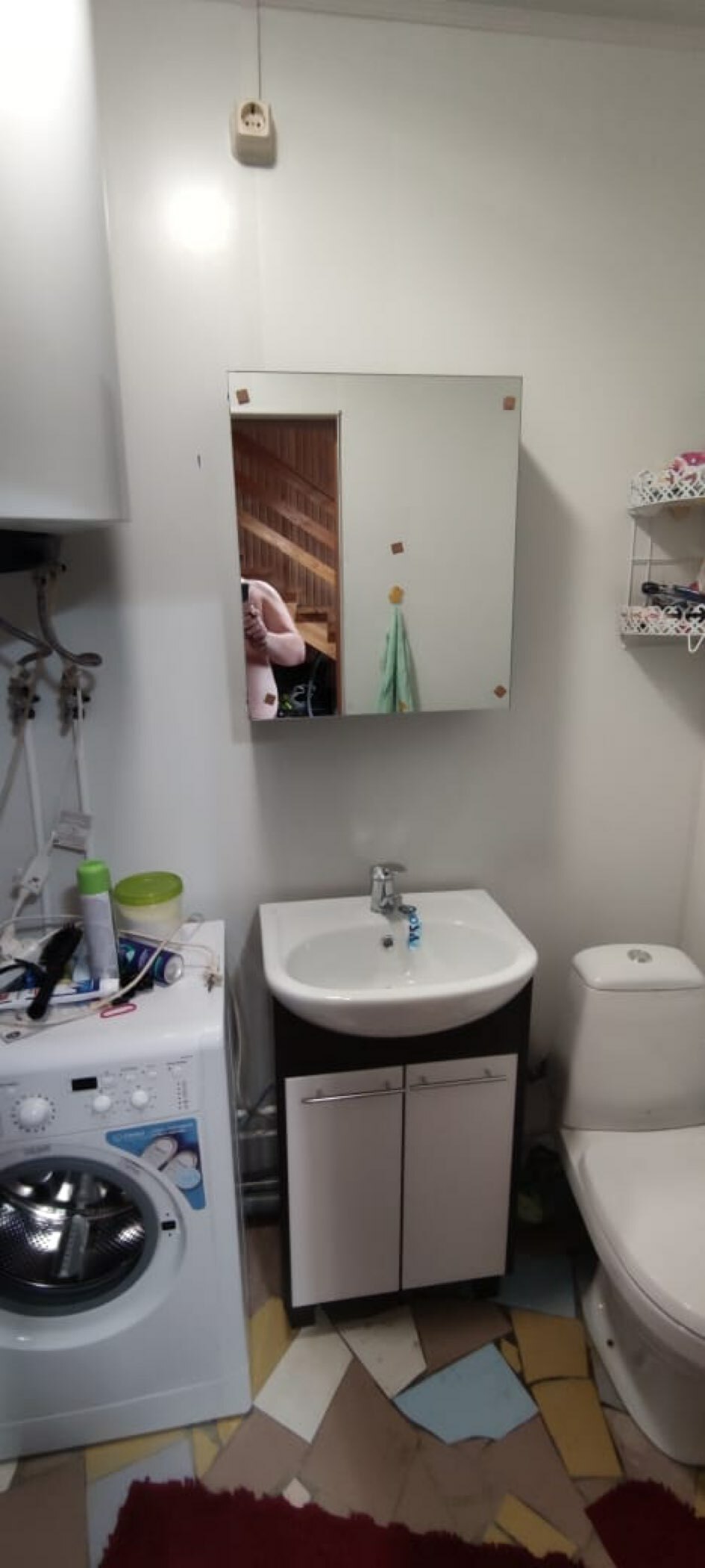 Фотография покупателя товара Комплект мебели: для ванной комнаты "Венге 50": зеркало-шкаф + тумба + раковина
