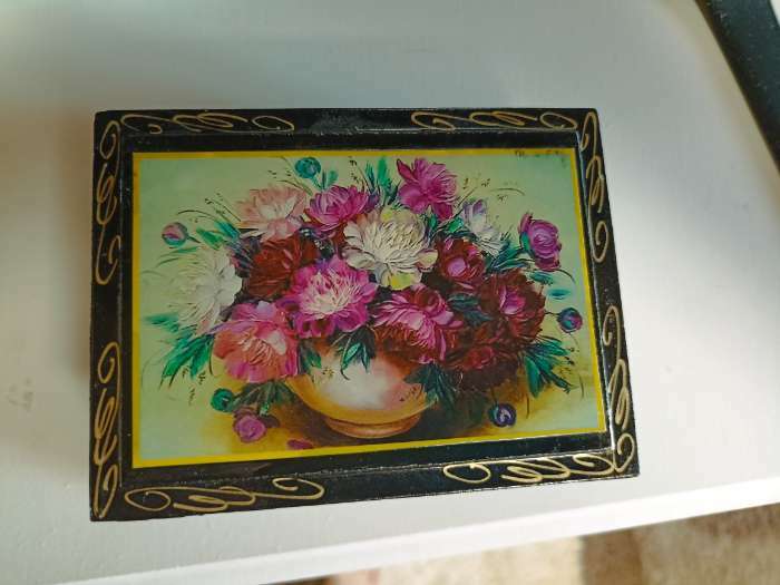 Фотография покупателя товара Шкатулка «Цветы», 7,5×10 см, лаковая миниатюра - Фото 1