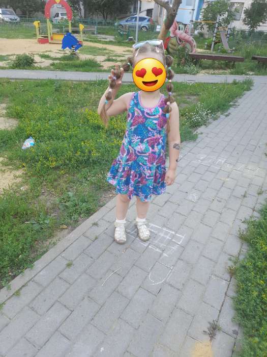 Фотография покупателя товара Сарафан для девочки, цвет фуксия/синий, рост 104 см - Фото 2