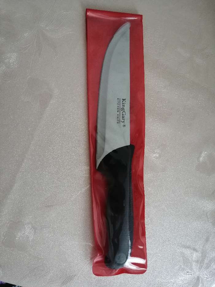 Фотография покупателя товара Нож кухонный «Верон», лезвие 20 см, ручка soft-touch, цвет чёрный - Фото 3