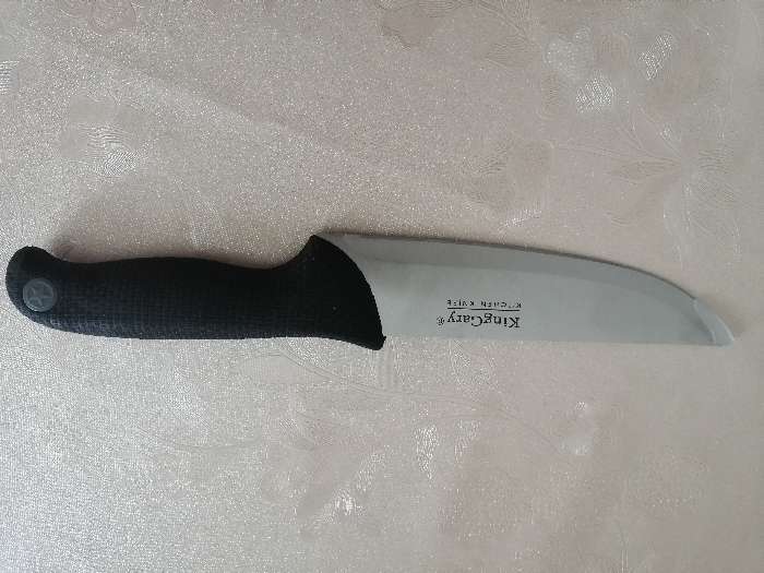 Фотография покупателя товара Нож кухонный «Верон», лезвие 20 см, ручка soft-touch, цвет чёрный - Фото 2