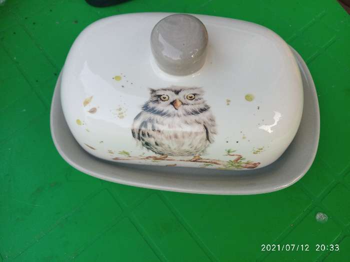 Фотография покупателя товара Маслёнка Доляна «Совушка», 17,2×12,4×8,5 см, цвет белый - Фото 1