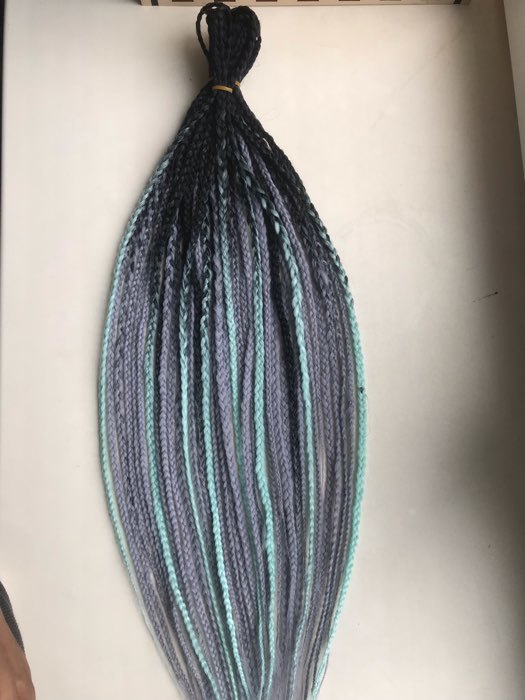 Фотография покупателя товара ZUMBA Канекалон двухцветный, гофрированный, 60 см, 100 гр, цвет чёрный/светло-серый(#BY34)