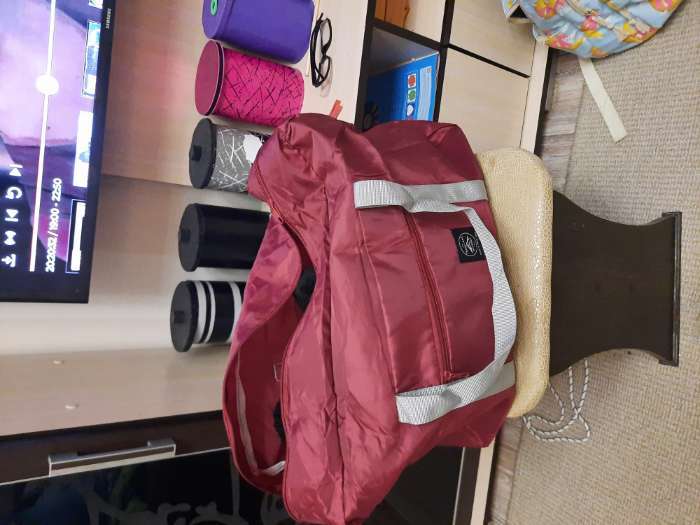 Фотография покупателя товара Сумка дорожная на молнии, складная в косметичку, держатель для чемодана, наружный карман, цвет бордовый - Фото 1