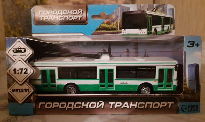 Фотография покупателя товара Троллейбус металлический, 1:72, инерционный, цвет бордовый - Фото 2