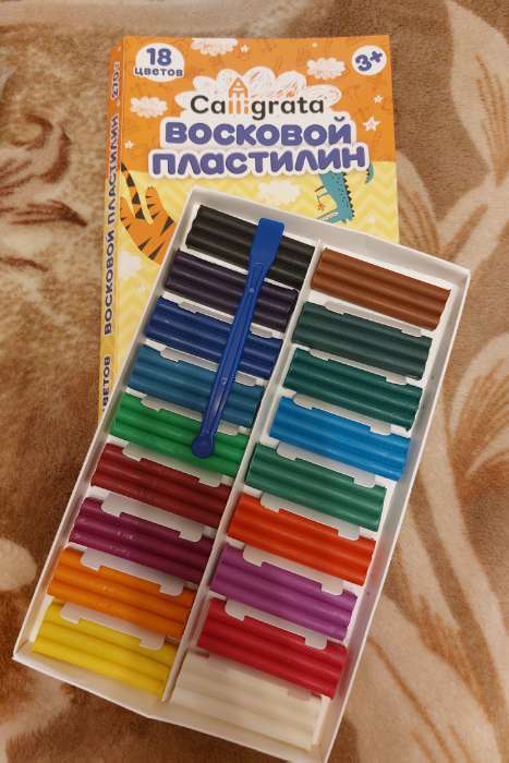 Фотография покупателя товара Пластилин мягкий (восковой) Calligrata, 18 цветов, 270 г - Фото 4