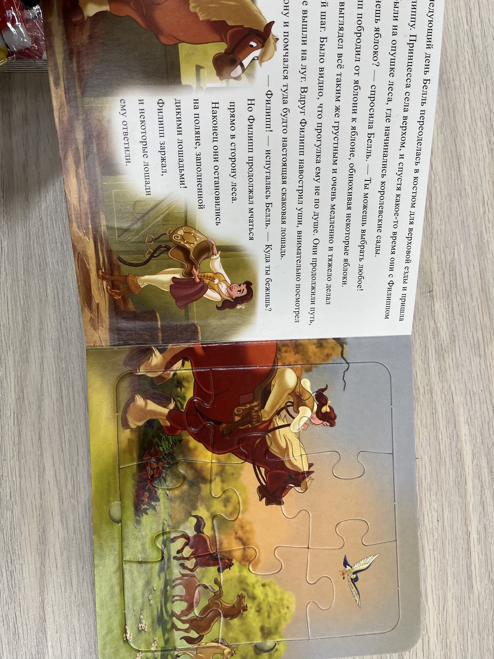 Фотография покупателя товара Книга картонная с пазлами «Новый друг», 5 пазлов, 45 деталей, Принцессы - Фото 1