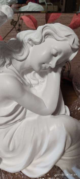 Фотография покупателя товара Фигура "Ангел девушка сидя" большая, белый 28х45х37см - Фото 10