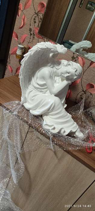 Фотография покупателя товара Фигура "Ангел девушка сидя" большая, белый 28х45х37см - Фото 5