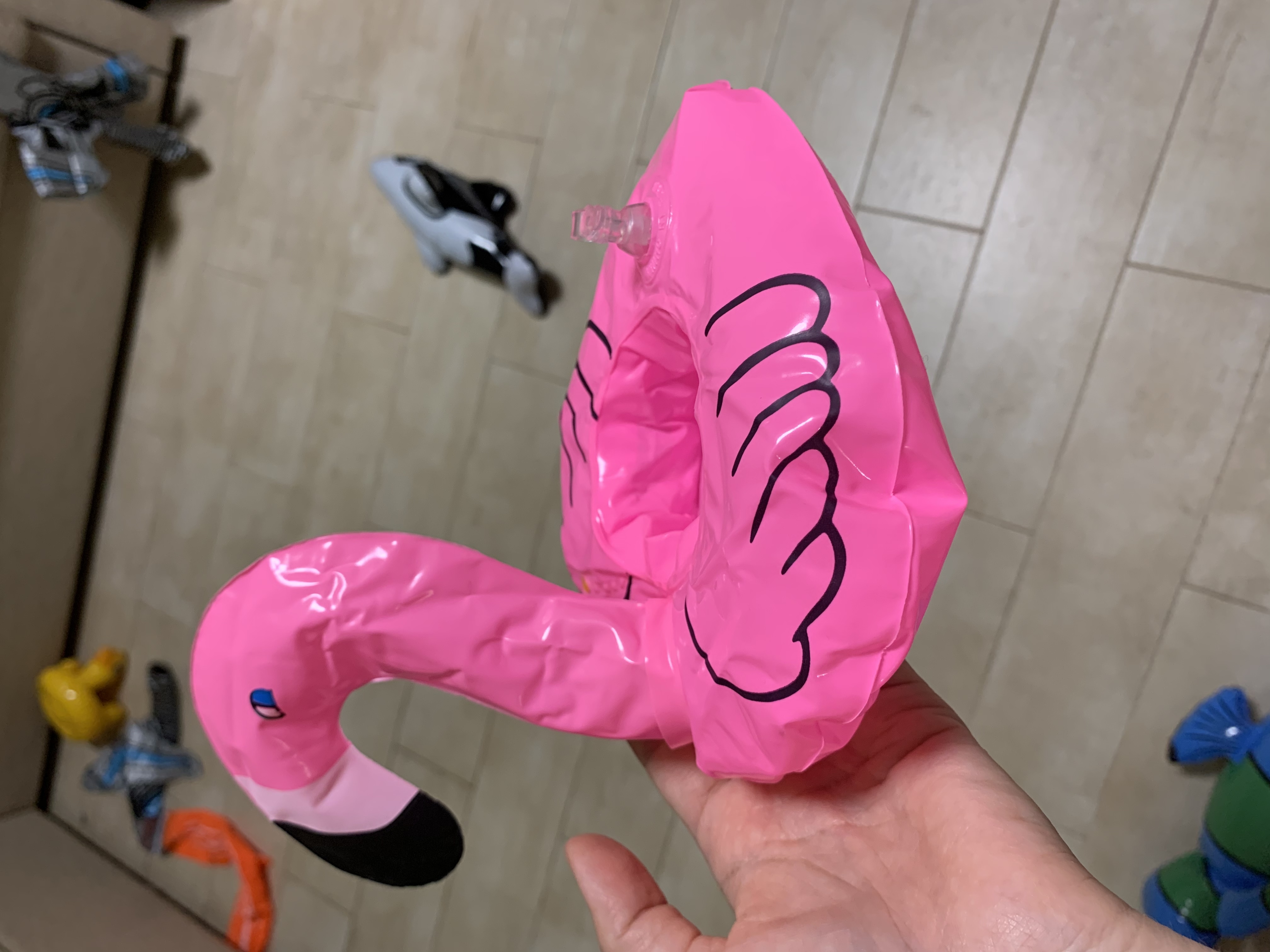 Фотография покупателя товара Игрушка надувная-подставка «Фламинго», 18 см - Фото 6