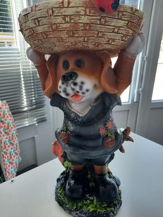 Фотография покупателя товара Садовая фигура-поилка "Собака с корзинкой" Хорошие сувениры из полистоуна, 35 см, средняя - Фото 3
