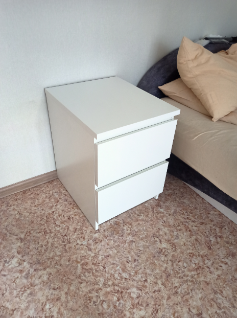 Фотография покупателя товара Прикроватная тумба МАЛЬМ, 2 ящика, цвет белый