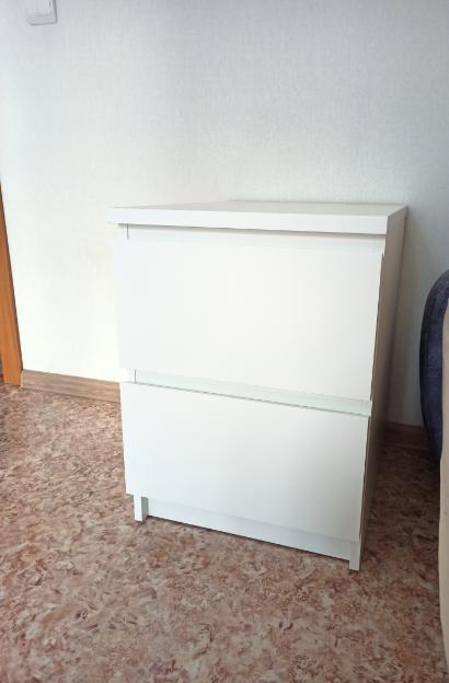 Фотография покупателя товара Прикроватная тумба МАЛЬМ, 2 ящика, цвет белый
