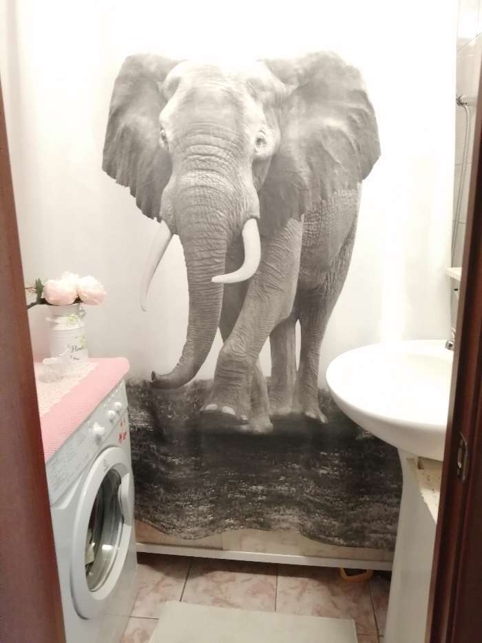 Фотография покупателя товара Штора для ванны Доляна «Слон», 180×180 см, полиэстер - Фото 3