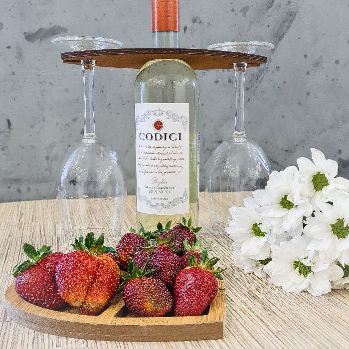 Фотография покупателя товара Подставка для вина и двух бокалов, 10×22×1 см