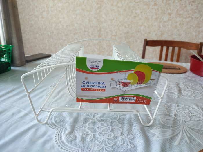 Фотография покупателя товара Сушилка для посуды с поддоном, 39×25×12 см, белый - Фото 2
