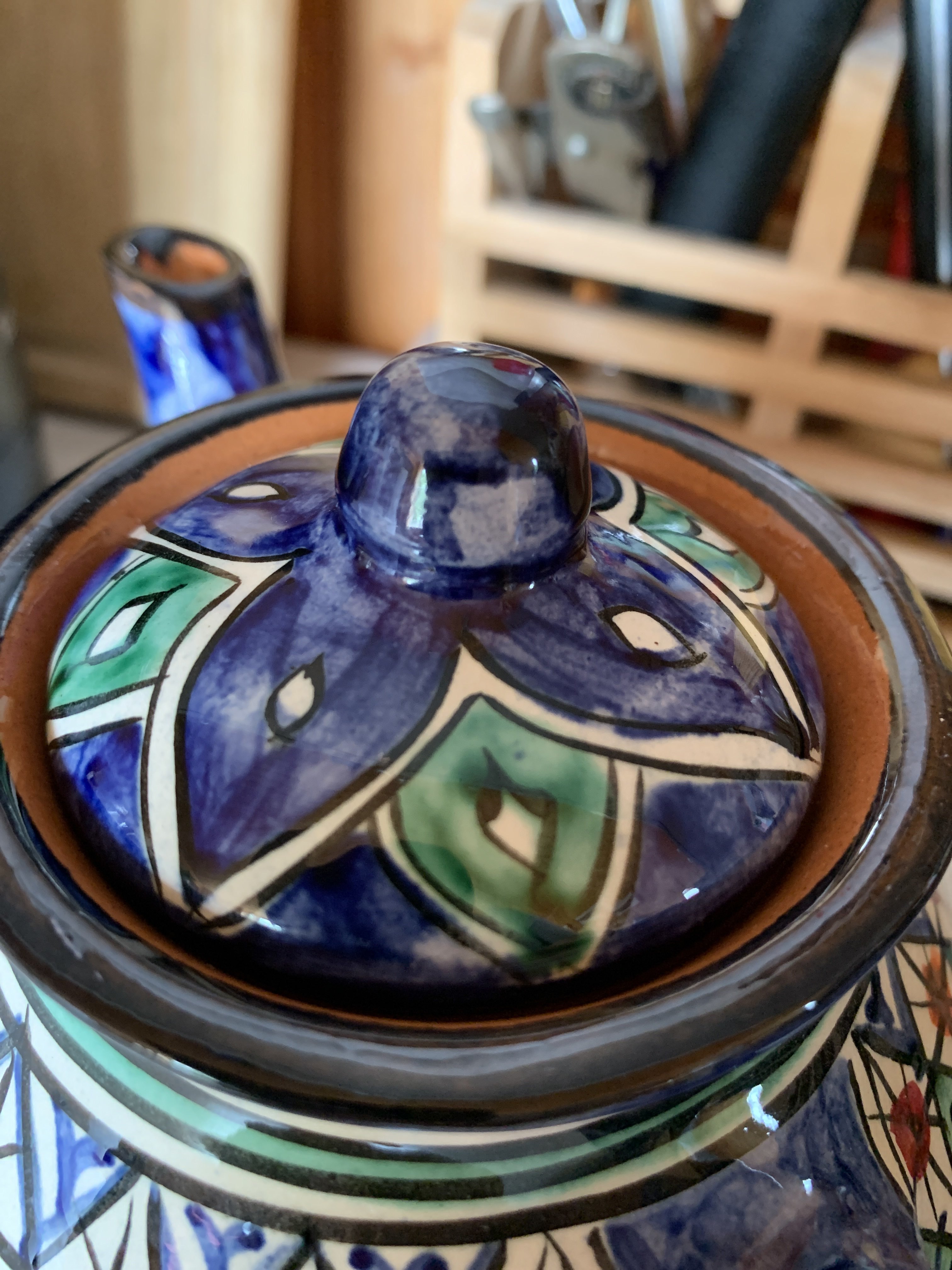 Фотография покупателя товара Чайник Риштанская Керамика "Цветы", 700 мл, синий микс - Фото 1