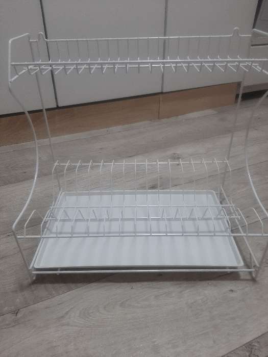 Фотография покупателя товара Сушилка для посуды с поддоном 2-х ярусная, настольно-настенная, 39,5×25×38 см, цвет белый - Фото 7
