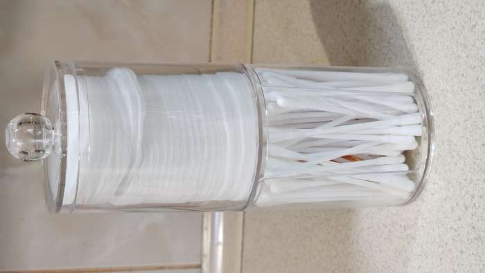 Фотография покупателя товара Органайзер для ватных палочек и дисков, с крышкой, 2 секции, 6.7×19 см, прозрачный - Фото 2