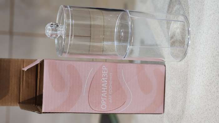 Фотография покупателя товара Органайзер для ватных палочек и дисков, с крышкой, 2 секции, 6.7×19 см, прозрачный - Фото 1