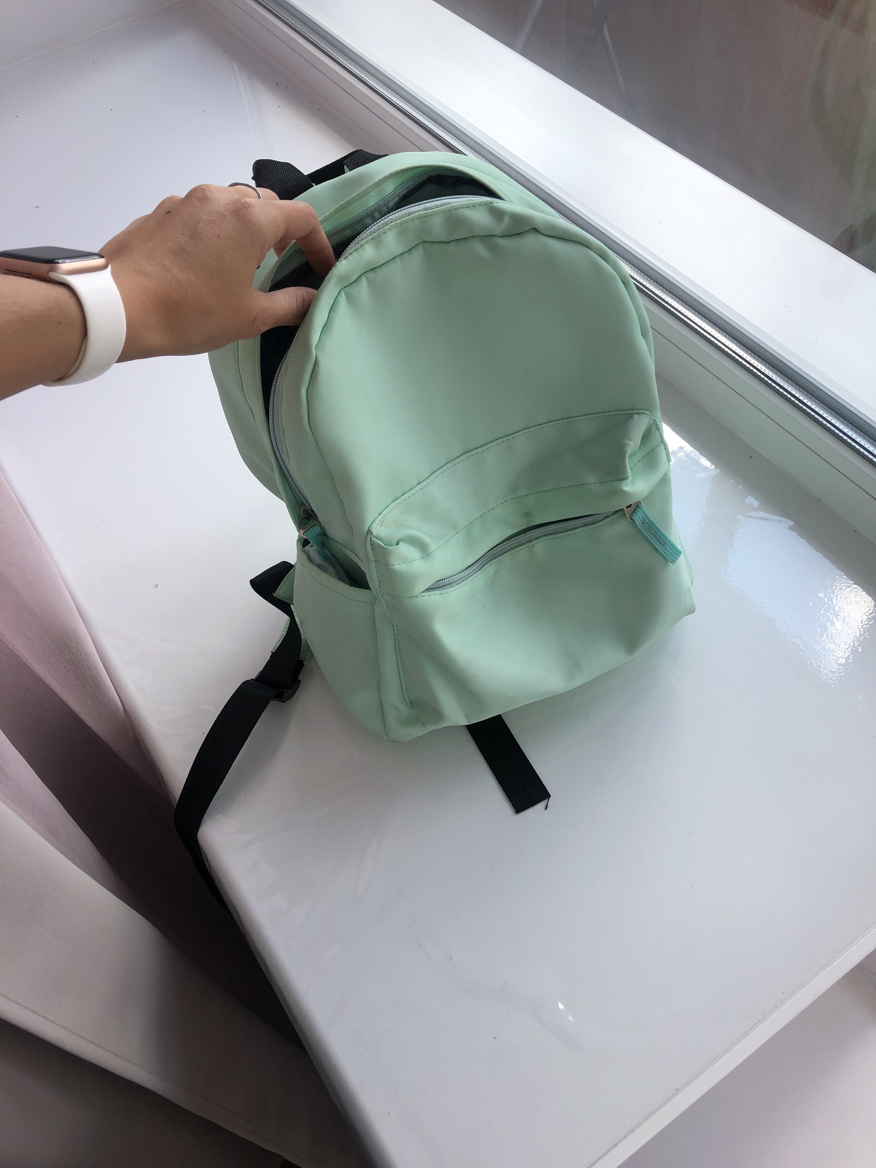 Фотография покупателя товара Рюкзак, отдел на молнии, наружный карман, цвет мятный - Фото 5