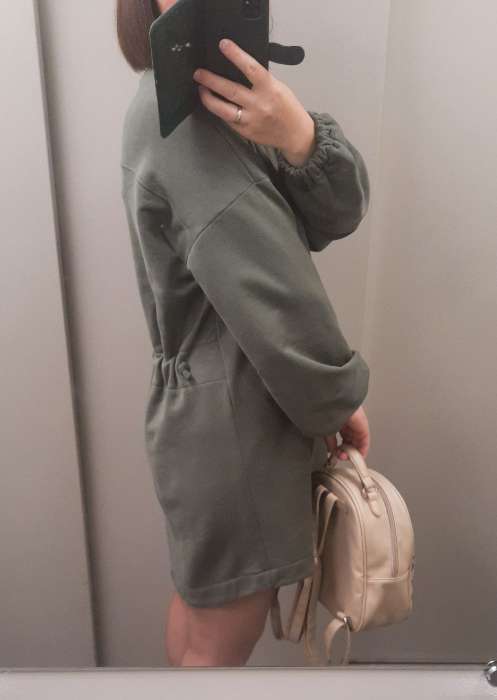 Фотография покупателя товара Платье с кулиской мини женское MINAKU: Casual Collection, хаки, размер 48 - Фото 1