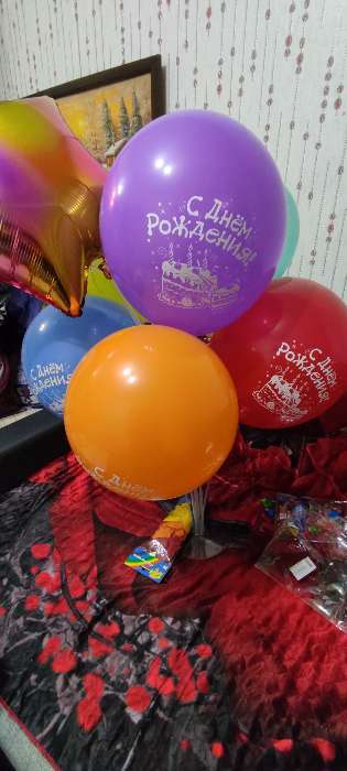 Фотография покупателя товара Букет из шаров «С днём рождения», фольга, латекс, набор 6 шт.+ стойка - Фото 5