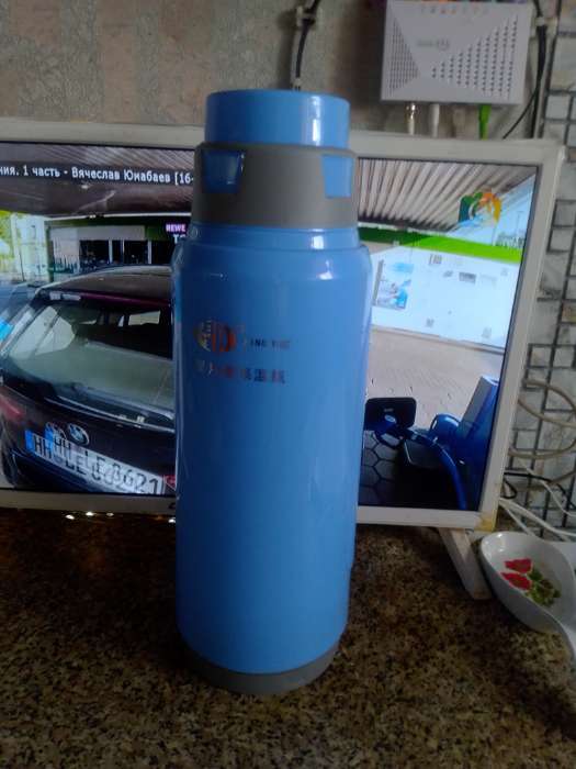 Фотография покупателя товара Термос TAKE IT EASY, 2 л, со стеклянной колбой, сохраняет тепло 24 ч, синий - Фото 3